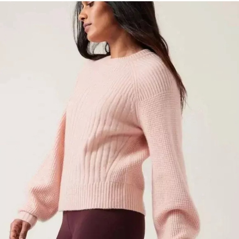 NWT Athleta Layover Pink Crew Sweater Merino Blend Size 3x.